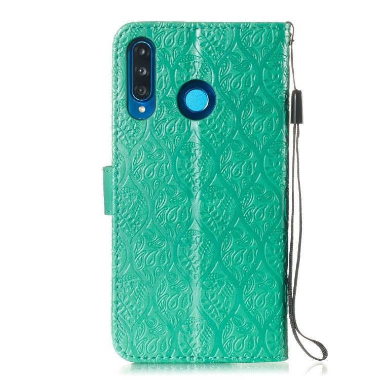 Pressed Printing Rattan Flower Pattern Horizontal Flip PU Leather Case for Huawei P30 Lite / Nova 4e, with Holder & Card Slots & Wallet & Photo Frame