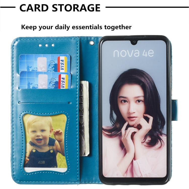 Pressed Printing Rattan Flower Pattern Horizontal Flip PU Leather Case for Huawei P30 Lite / Nova 4e, with Holder & Card Slots & Wallet & Photo Frame