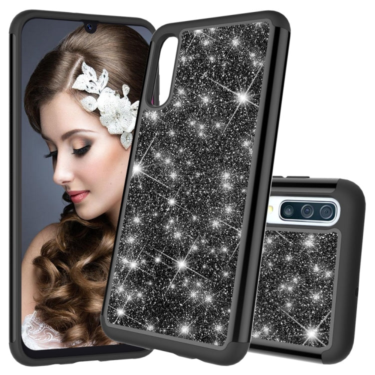 Glitter Powder Contrast Skin Shockproof Silicone + PC Protective Case for Galaxy A50