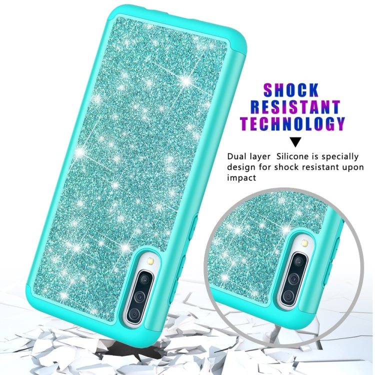 Glitter Powder Contrast Skin Shockproof Silicone + PC Protective Case for Galaxy A50