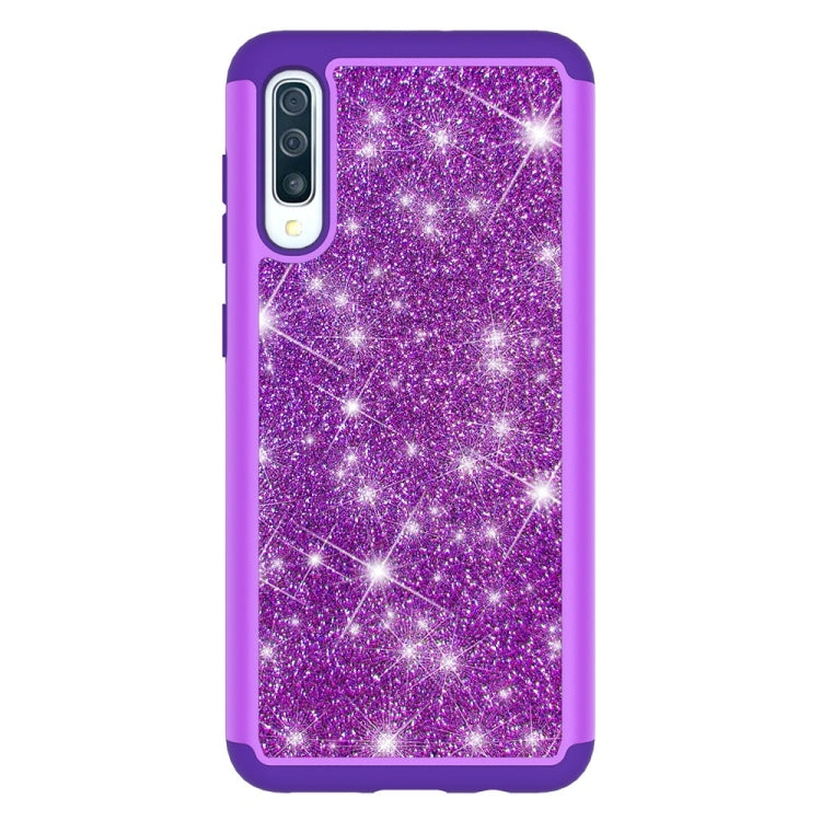 Glitter Powder Contrast Skin Shockproof Silicone + PC Protective Case for Galaxy A50