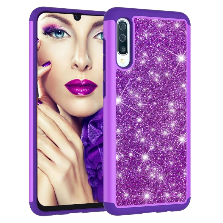 Glitter Powder Contrast Skin Shockproof Silicone + PC Protective Case for Galaxy A50