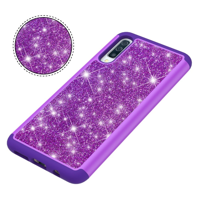 Glitter Powder Contrast Skin Shockproof Silicone + PC Protective Case for Galaxy A50