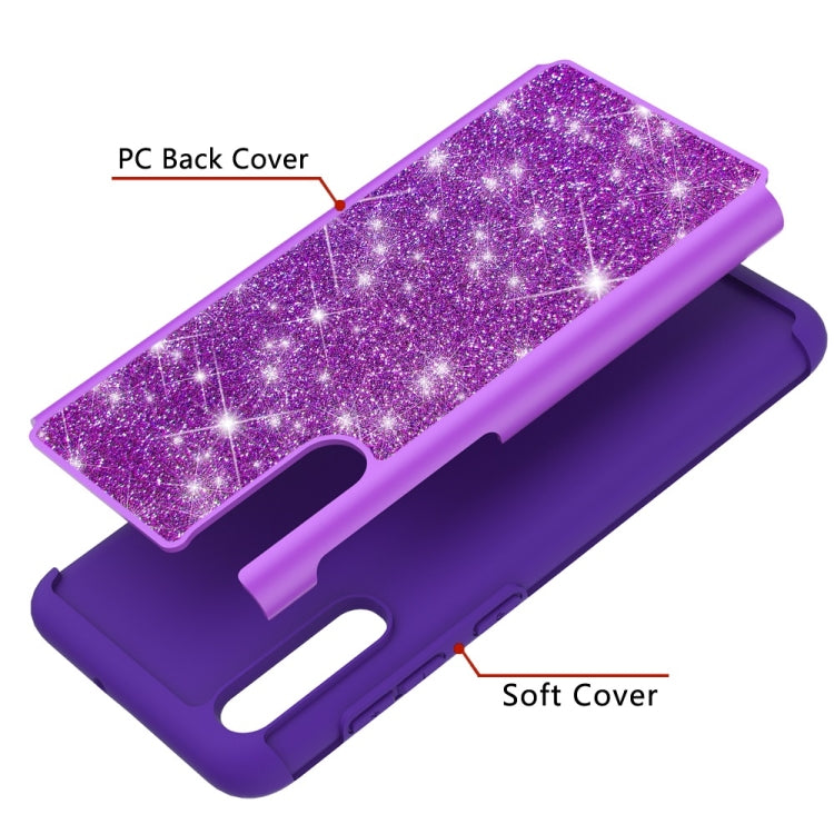 Glitter Powder Contrast Skin Shockproof Silicone + PC Protective Case for Galaxy A50