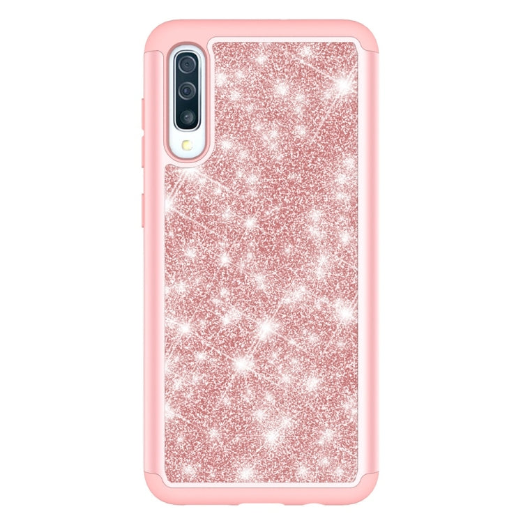 Glitter Powder Contrast Skin Shockproof Silicone + PC Protective Case for Galaxy A50