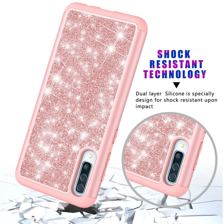 Glitter Powder Contrast Skin Shockproof Silicone + PC Protective Case for Galaxy A50