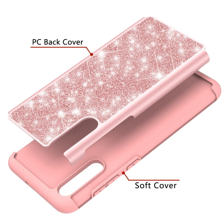 Glitter Powder Contrast Skin Shockproof Silicone + PC Protective Case for Galaxy A50