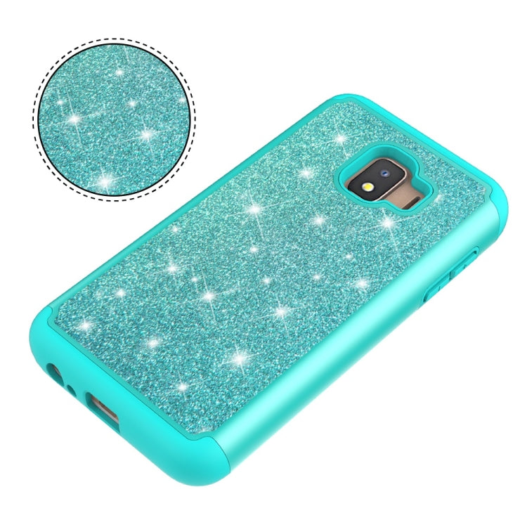 Glitter Powder Contrast Skin Shockproof Silicone + PC Protective Case for Galaxy J2 Core 2018