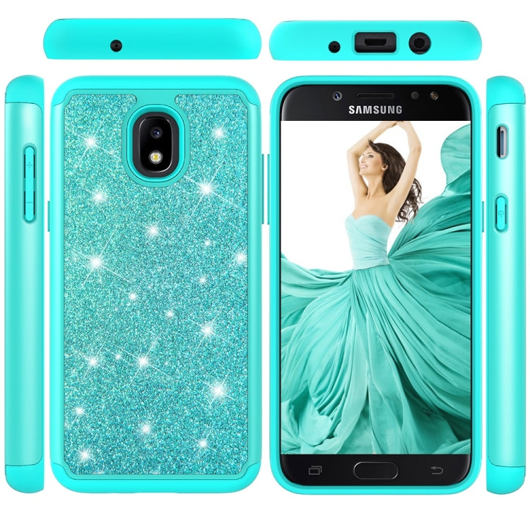 Glitter Powder Contrast Skin Shockproof Silicone + PC Protective Case for Galaxy J3 (2018)