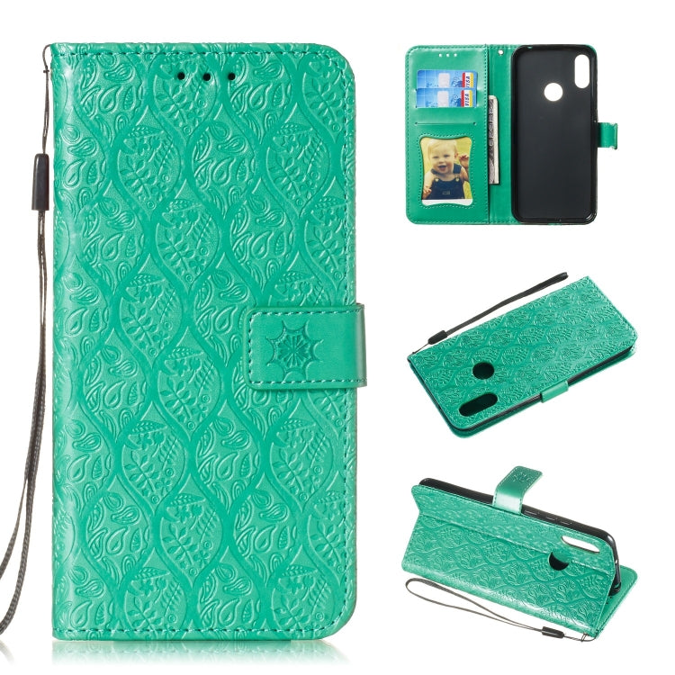 Pressed Printing Rattan Flower Pattern Horizontal Flip PU Leather Case for Huawei Y6 2019 / Honor 8A, with Holder & Card Slots & Wallet & Photo Frame