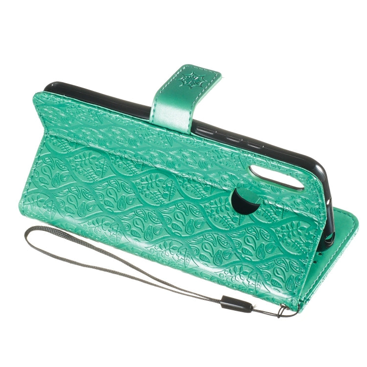 Pressed Printing Rattan Flower Pattern Horizontal Flip PU Leather Case for Huawei Y6 2019 / Honor 8A, with Holder & Card Slots & Wallet & Photo Frame