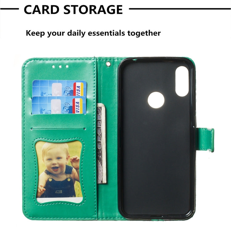 Pressed Printing Rattan Flower Pattern Horizontal Flip PU Leather Case for Huawei Y6 2019 / Honor 8A, with Holder & Card Slots & Wallet & Photo Frame