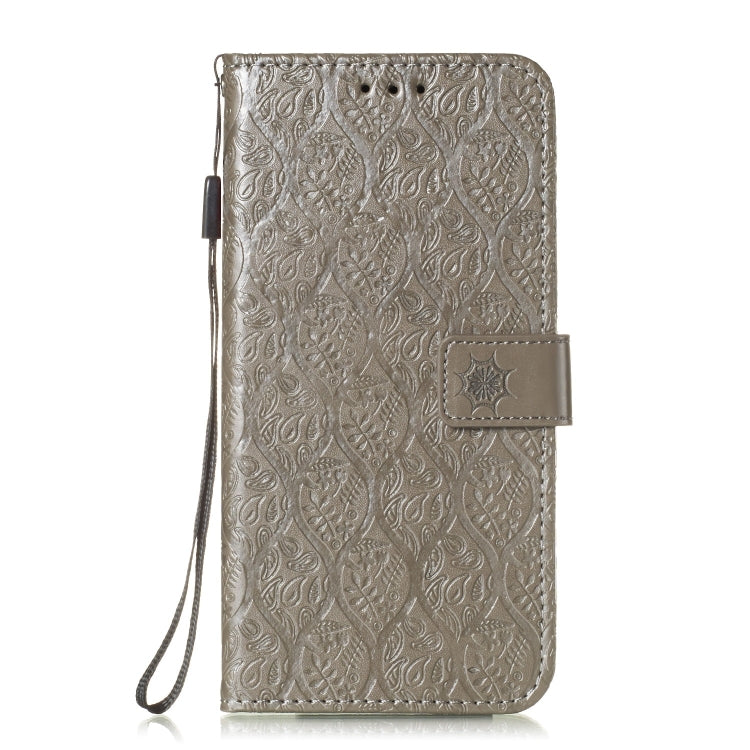 Pressed Printing Rattan Flower Pattern Horizontal Flip PU Leather Case for Huawei Y6 2019 / Honor 8A, with Holder & Card Slots & Wallet & Photo Frame