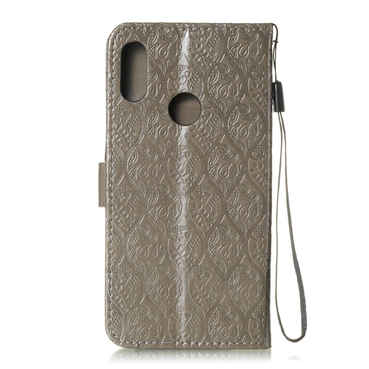 Pressed Printing Rattan Flower Pattern Horizontal Flip PU Leather Case for Huawei Y6 2019 / Honor 8A, with Holder & Card Slots & Wallet & Photo Frame