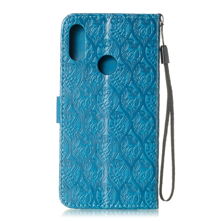 Pressed Printing Rattan Flower Pattern Horizontal Flip PU Leather Case for Huawei Y6 2019 / Honor 8A, with Holder & Card Slots & Wallet & Photo Frame