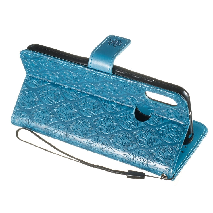 Pressed Printing Rattan Flower Pattern Horizontal Flip PU Leather Case for Huawei Y6 2019 / Honor 8A, with Holder & Card Slots & Wallet & Photo Frame