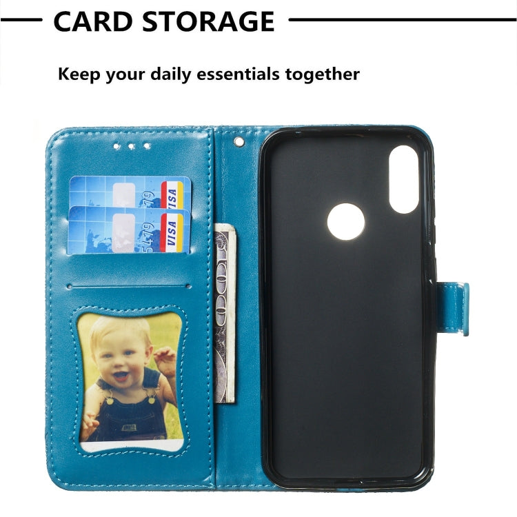 Pressed Printing Rattan Flower Pattern Horizontal Flip PU Leather Case for Huawei Y6 2019 / Honor 8A, with Holder & Card Slots & Wallet & Photo Frame