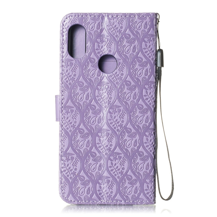 Pressed Printing Rattan Flower Pattern Horizontal Flip PU Leather Case for Huawei Y6 2019 / Honor 8A, with Holder & Card Slots & Wallet & Photo Frame