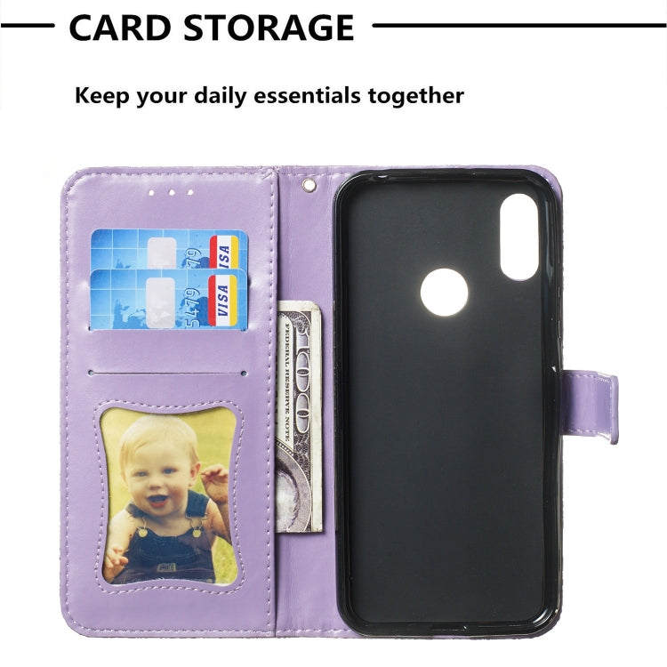 Pressed Printing Rattan Flower Pattern Horizontal Flip PU Leather Case for Huawei Y6 2019 / Honor 8A, with Holder & Card Slots & Wallet & Photo Frame