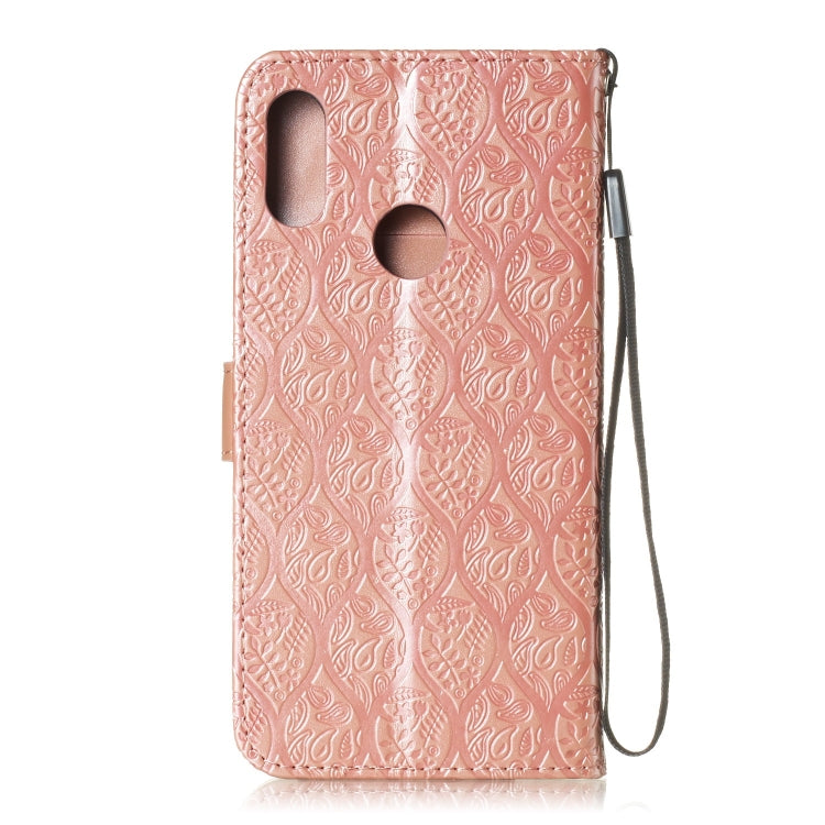 Pressed Printing Rattan Flower Pattern Horizontal Flip PU Leather Case for Huawei Y6 2019 / Honor 8A, with Holder & Card Slots & Wallet & Photo Frame