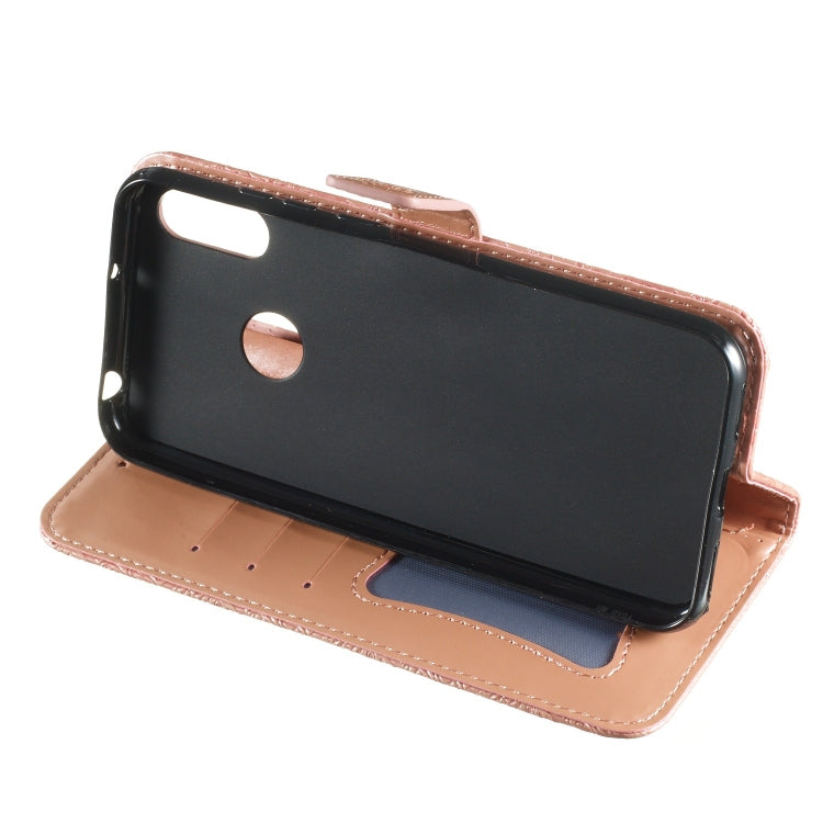 Pressed Printing Rattan Flower Pattern Horizontal Flip PU Leather Case for Huawei Y6 2019 / Honor 8A, with Holder & Card Slots & Wallet & Photo Frame