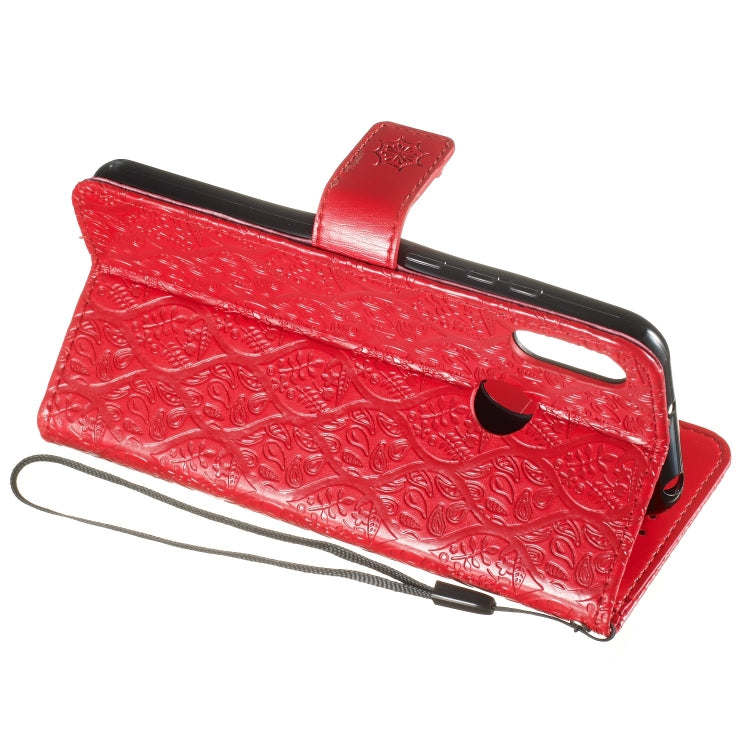 Pressed Printing Rattan Flower Pattern Horizontal Flip PU Leather Case for Huawei Y6 2019 / Honor 8A, with Holder & Card Slots & Wallet & Photo Frame