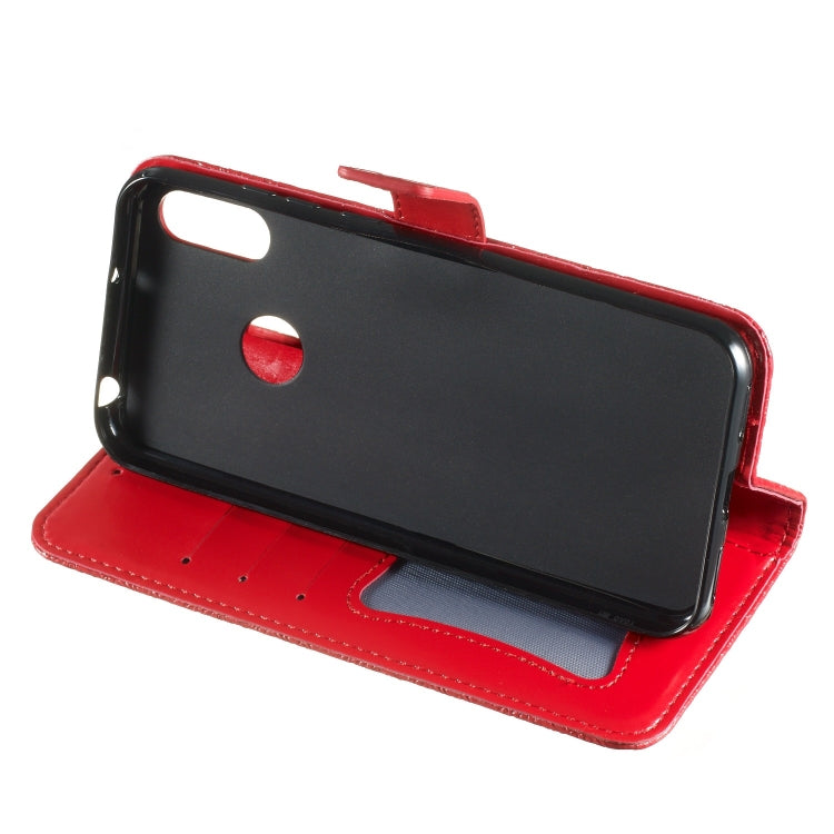 Pressed Printing Rattan Flower Pattern Horizontal Flip PU Leather Case for Huawei Y6 2019 / Honor 8A, with Holder & Card Slots & Wallet & Photo Frame