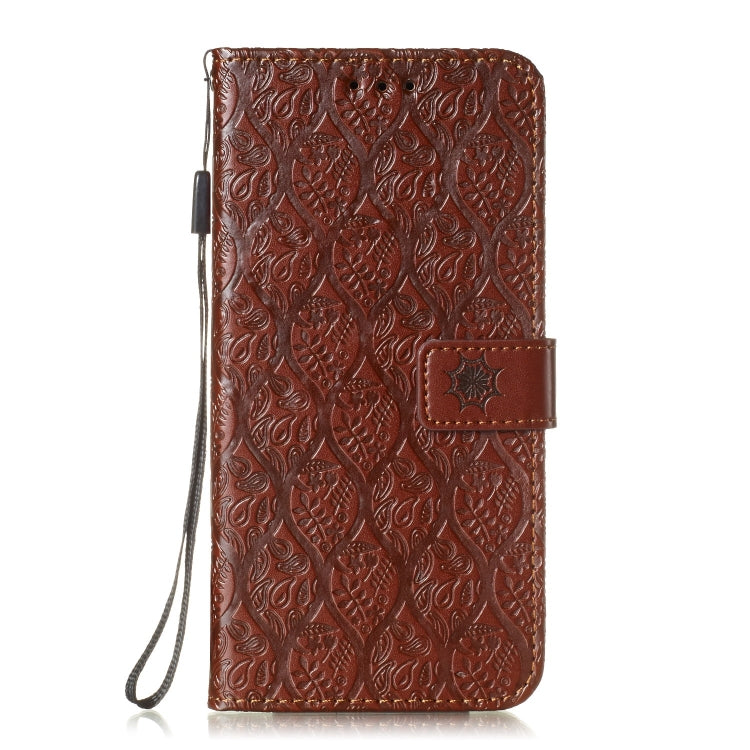 Pressed Printing Rattan Flower Pattern Horizontal Flip PU Leather Case for Huawei Y6 2019 / Honor 8A, with Holder & Card Slots & Wallet & Photo Frame