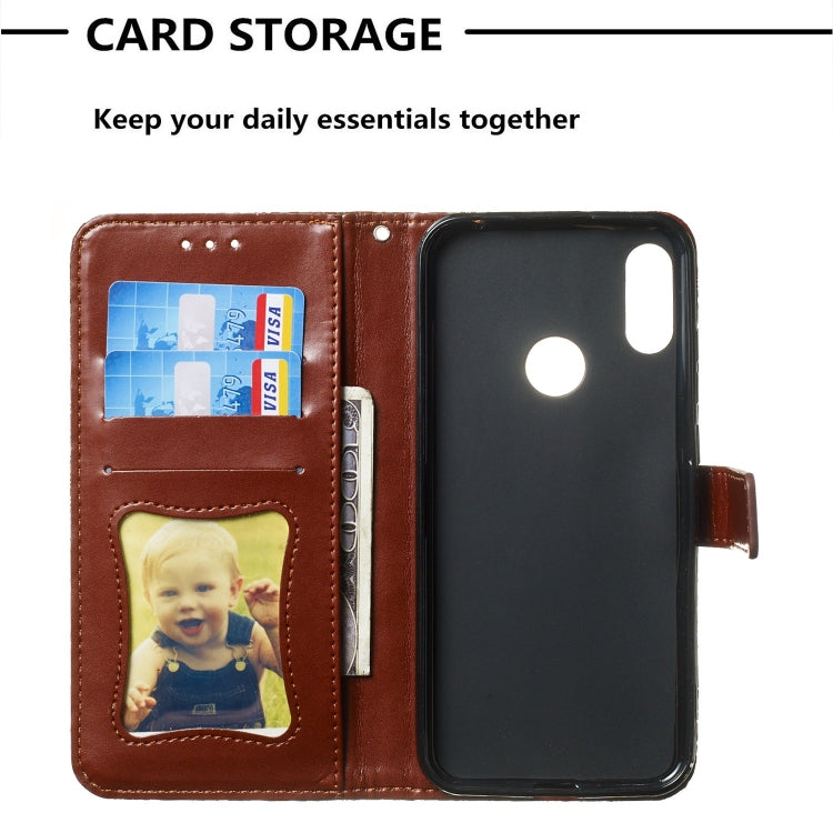 Pressed Printing Rattan Flower Pattern Horizontal Flip PU Leather Case for Huawei Y6 2019 / Honor 8A, with Holder & Card Slots & Wallet & Photo Frame