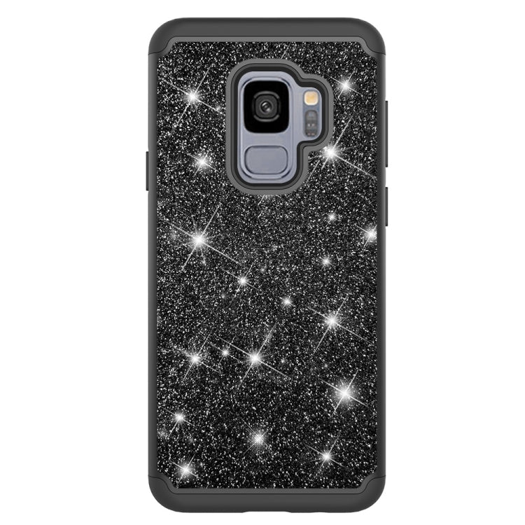 Glitter Powder Contrast Skin Shockproof Silicone + PC Protective Case for Galaxy S9