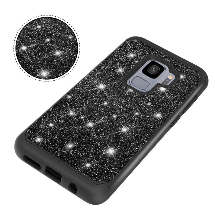 Glitter Powder Contrast Skin Shockproof Silicone + PC Protective Case for Galaxy S9