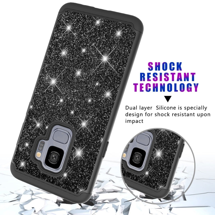 Glitter Powder Contrast Skin Shockproof Silicone + PC Protective Case for Galaxy S9