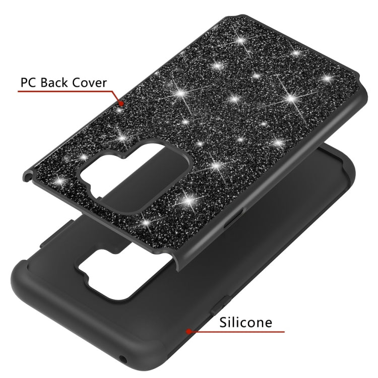 Glitter Powder Contrast Skin Shockproof Silicone + PC Protective Case for Galaxy S9