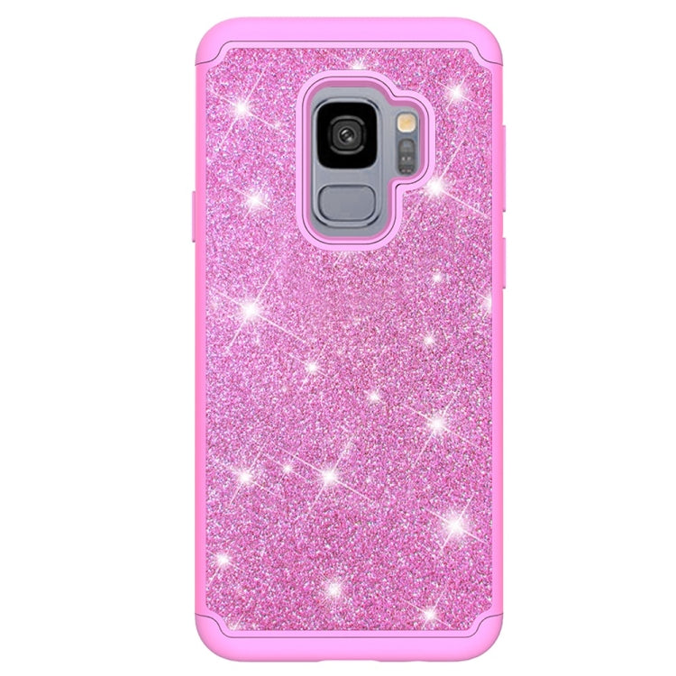 Glitter Powder Contrast Skin Shockproof Silicone + PC Protective Case for Galaxy S9