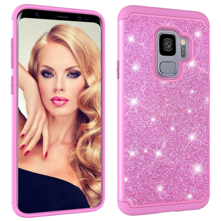 Glitter Powder Contrast Skin Shockproof Silicone + PC Protective Case for Galaxy S9