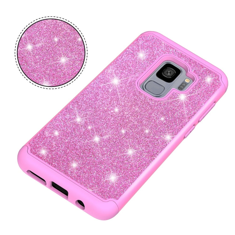 Glitter Powder Contrast Skin Shockproof Silicone + PC Protective Case for Galaxy S9