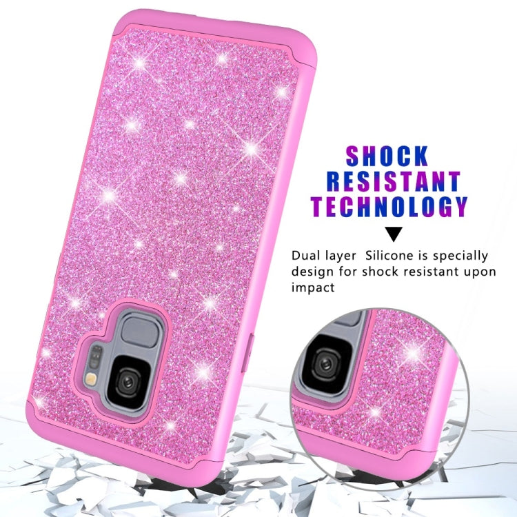 Glitter Powder Contrast Skin Shockproof Silicone + PC Protective Case for Galaxy S9