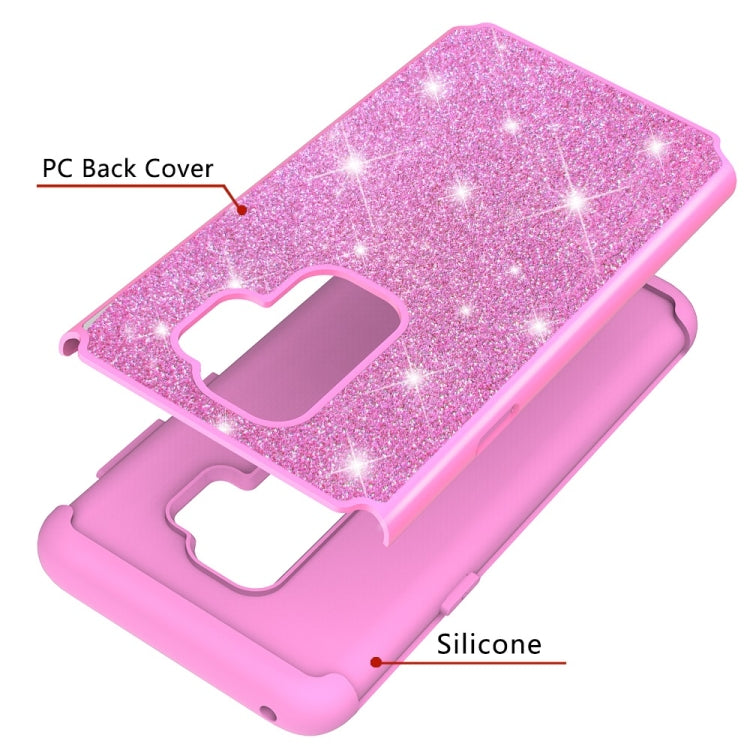 Glitter Powder Contrast Skin Shockproof Silicone + PC Protective Case for Galaxy S9