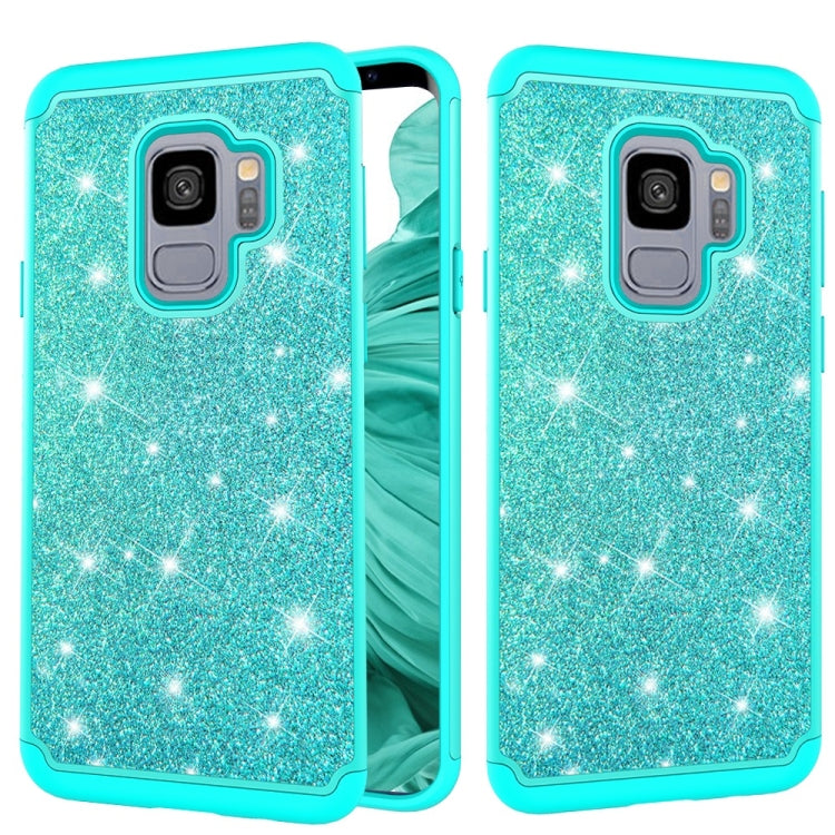 Glitter Powder Contrast Skin Shockproof Silicone + PC Protective Case for Galaxy S9