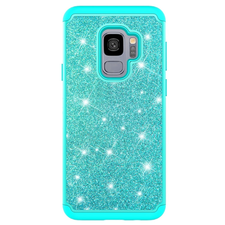 Glitter Powder Contrast Skin Shockproof Silicone + PC Protective Case for Galaxy S9