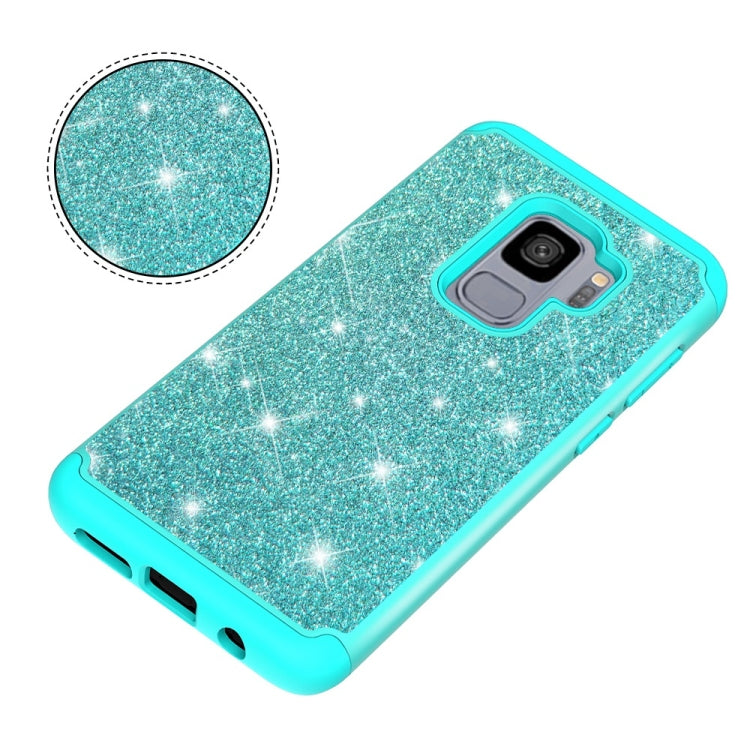 Glitter Powder Contrast Skin Shockproof Silicone + PC Protective Case for Galaxy S9