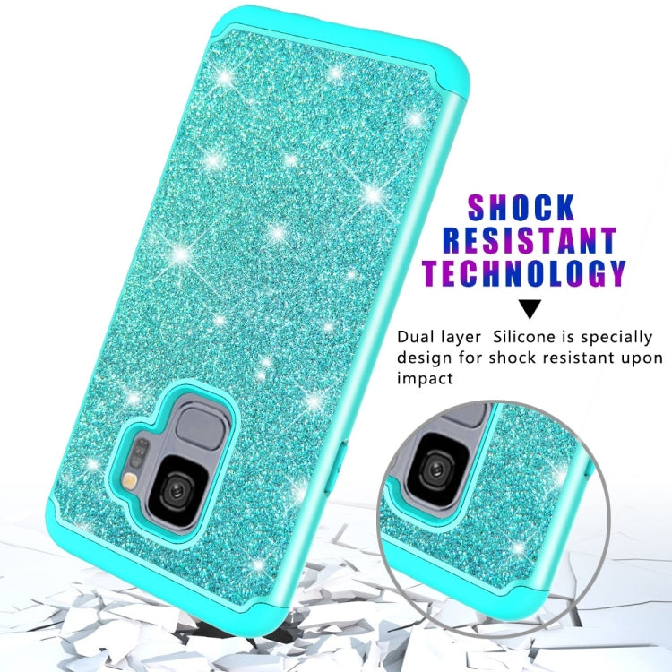 Glitter Powder Contrast Skin Shockproof Silicone + PC Protective Case for Galaxy S9