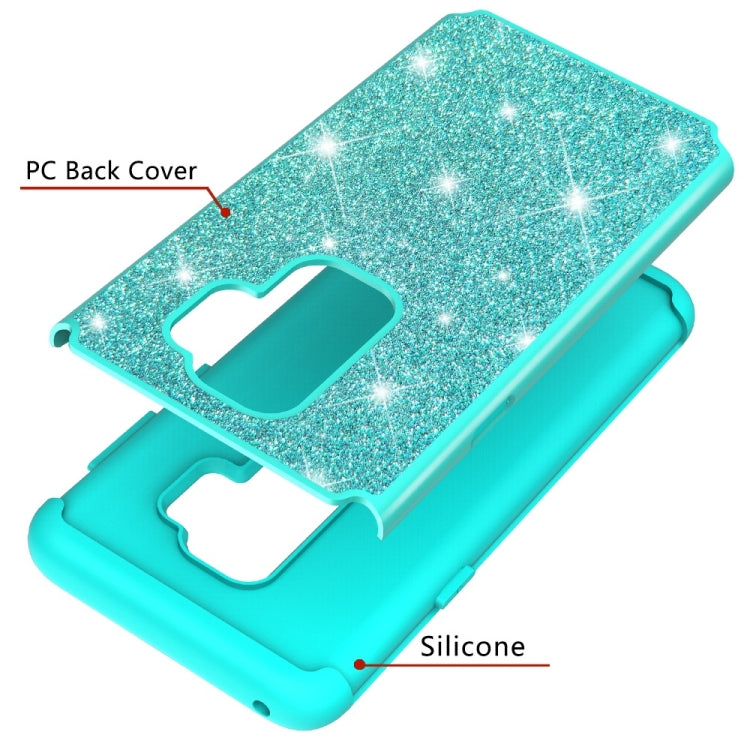 Glitter Powder Contrast Skin Shockproof Silicone + PC Protective Case for Galaxy S9