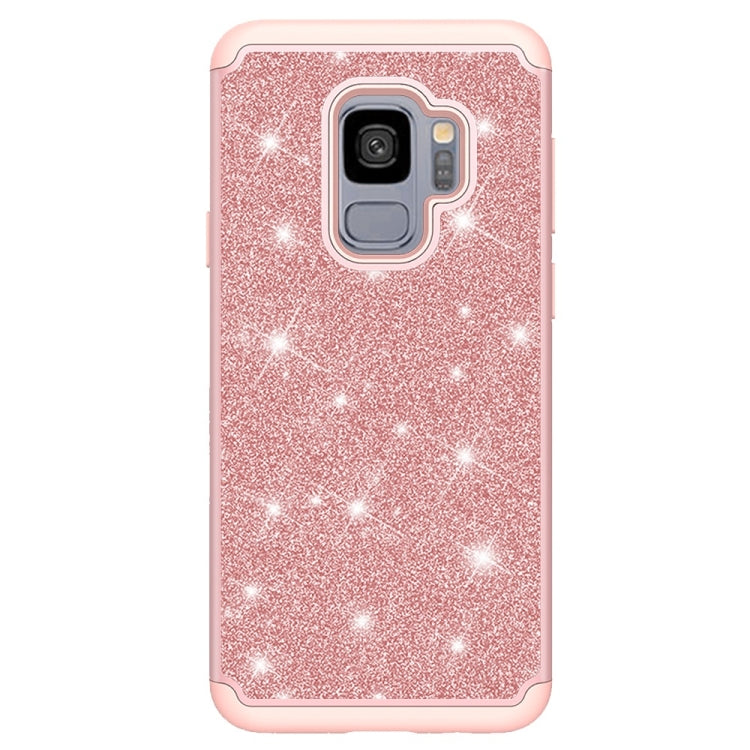 Glitter Powder Contrast Skin Shockproof Silicone + PC Protective Case for Galaxy S9