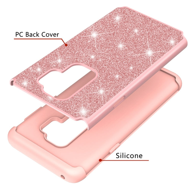 Glitter Powder Contrast Skin Shockproof Silicone + PC Protective Case for Galaxy S9