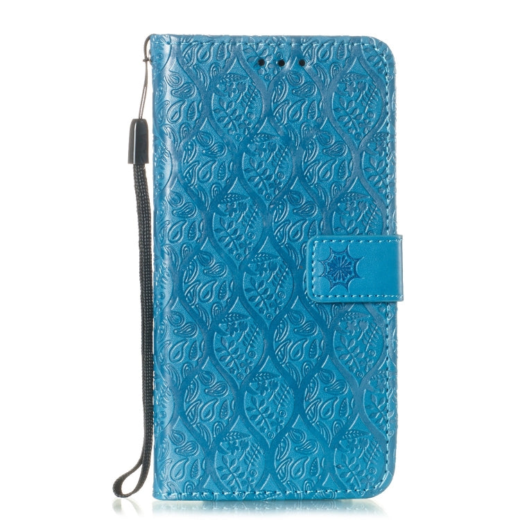 Pressed Printing Rattan Flower Pattern Horizontal Flip PU Leather Case for Galaxy A70, with Holder & Card Slots & Wallet & Photo Frame