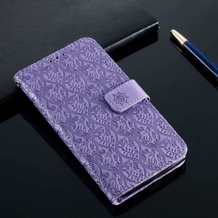 Pressed Printing Rattan Flower Pattern Horizontal Flip PU Leather Case for Galaxy M10 / A10, with Holder & Card Slots & Wallet & Photo Frame