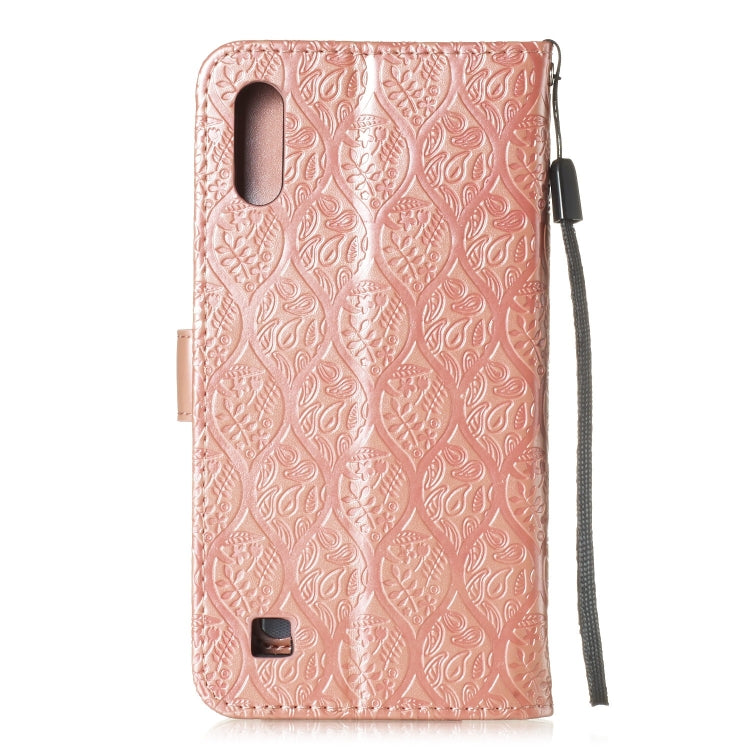 Pressed Printing Rattan Flower Pattern Horizontal Flip PU Leather Case for Galaxy M10 / A10, with Holder & Card Slots & Wallet & Photo Frame