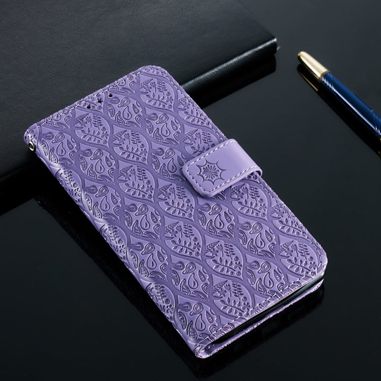 Pressed Printing Rattan Flower Pattern Horizontal Flip PU Leather Case for Galaxy M20, with Holder & Card Slots & Wallet & Photo Frame