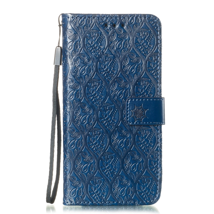 Pressed Printing Rattan Flower Pattern Horizontal Flip PU Leather Case for Galaxy M30, with Holder & Card Slots & Wallet & Photo Frame